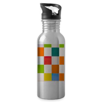 Muster der Würfelfarben - Trinkflasche mit integriertem Trinkhalm - Lightsilver - Rechts