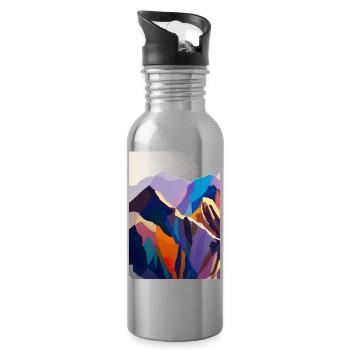 Bunte Berge - Trinkflasche mit integriertem Trinkhalm - Lightsilver - Rechts
