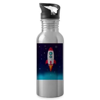 Fliegende Weltraumrakete - Trinkflasche mit integriertem Trinkhalm - Lightsilver - Rechts