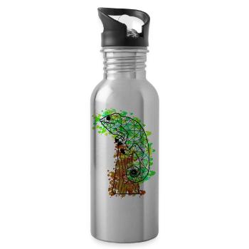 Chameleonn GeomeTRIX bunt - Trinkflasche mit integriertem Trinkhalm - Lightsilver - Rechts