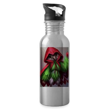 Erdbeervogel - Trinkflasche mit integriertem Trinkhalm - Lightsilver - Rechts