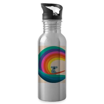 Surfender Regenbogen-Koala - Trinkflasche mit integriertem Trinkhalm - Lightsilver - Rechts