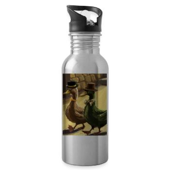 Zwei Enten - Trinkflasche mit integriertem Trinkhalm - Lightsilver - Rechts