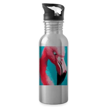 Flamingo-Kopf - Trinkflasche mit integriertem Trinkhalm - Lightsilver - Rechts