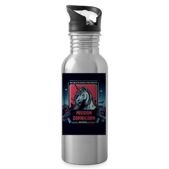 Zombie-Einhorn - Trinkflasche mit integriertem Trinkhalm - Lightsilver - Rechts