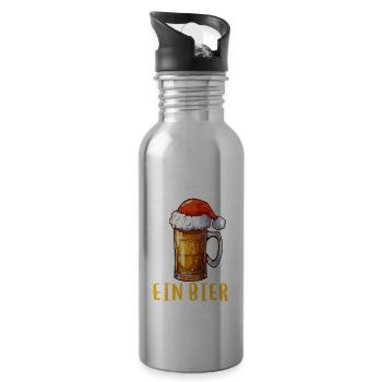 Weihnachten Bier Weihnachtsbier Prost Lustig Humor - Trinkflasche mit integriertem Trinkhalm - Lightsilver - Rechts