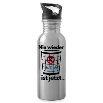 Nie wieder ist jetzt - Trinkflasche mit integriertem Trinkhalm - Lightsilver - Rechts