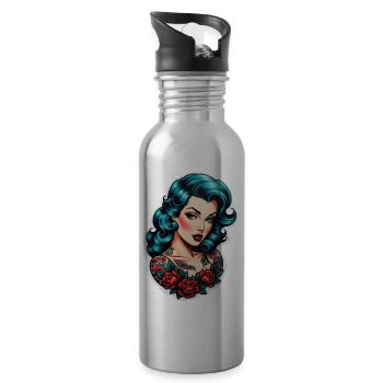 Rockabilly / Pin-up / Années 50 - Gourde avec paille intégrée - argent clair - Droite