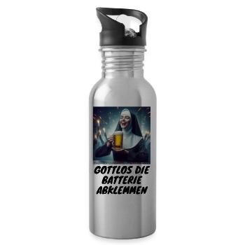 Malle Gottlos die Batterie abklemmen Bier saufen 1 - Trinkflasche mit integriertem Trinkhalm - Lightsilver - Rechts