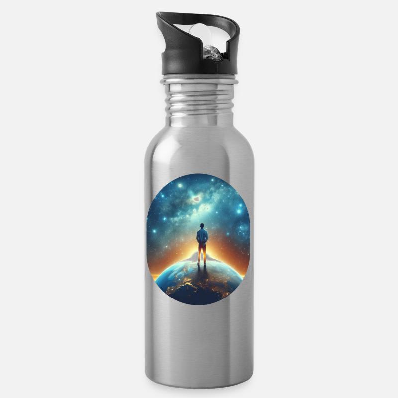 Ich bin der König des Nichts - Trinkflasche mit integriertem Trinkhalm - Lightsilver