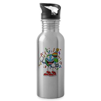 Earth Day Everyday Party - Water bottle with straw - silver - Right