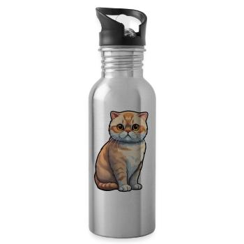Chat Scottish Fold - Gourde avec paille intégrée - argent clair - Droite