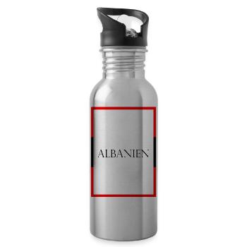 Albanie Albanie Lettrage de déclaration avec drapeau - Gourde avec paille intégrée - argent clair - Droite