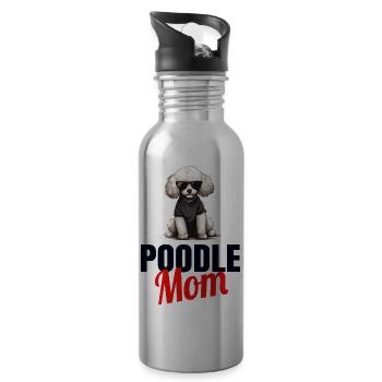 Pudel Hundeliebhaber Hundebesitzer Haustier Pudel - Trinkflasche mit integriertem Trinkhalm - Lightsilver - Rechts