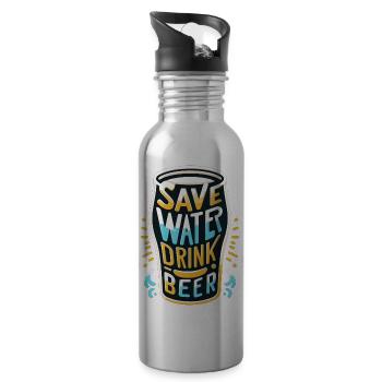 Wasser sparen Bier trinken - Trinkflasche mit integriertem Trinkhalm - Lightsilver - Rechts