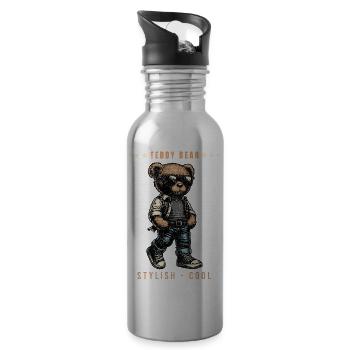 Teddy Bear Stylish und Cool - Trinkflasche mit integriertem Trinkhalm - Lightsilver - Rechts