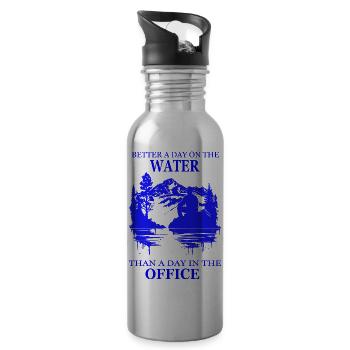 Angler-Spruch - Trinkflasche mit integriertem Trinkhalm - Lightsilver - Rechts