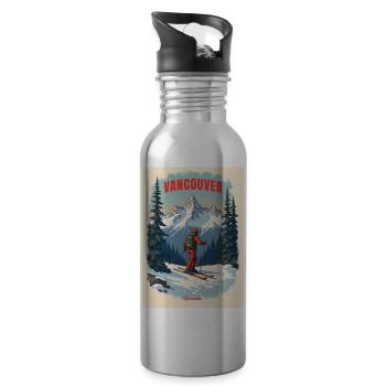Vancouver Mountain Scenery - Water bottle with straw - silver - Right