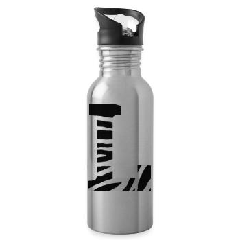 Buchstabe l Zebra - Trinkflasche mit integriertem Trinkhalm - Lightsilver - Rechts