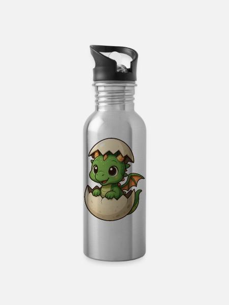 Süßer Babydrache Frisch Geschlüpft. für Kinder. - Trinkflasche mit integriertem Trinkhalm - Lightsilver