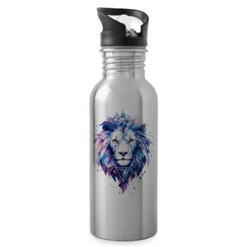 Löwe Löwenkopf Kosmisch Galaxie Universum Kunst - Trinkflasche mit integriertem Trinkhalm - Lightsilver - Rechts