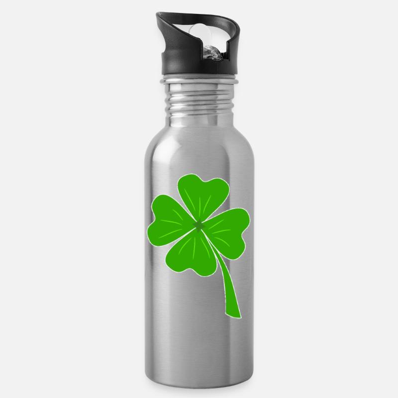 Kleeblatt - Trinkflasche mit integriertem Trinkhalm - Lightsilver