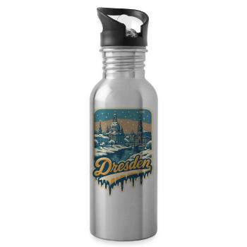 Wintry Dresden – Old Town in the Snow - Water bottle with straw - silver - Right