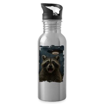  Waschbär Raccoon UFO Alien Weirdcore Aesthetic - Trinkflasche mit integriertem Trinkhalm - Lightsilver - Rechts
