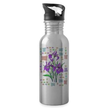 Fleur - Gourde avec paille intégrée - argent clair - Droite
