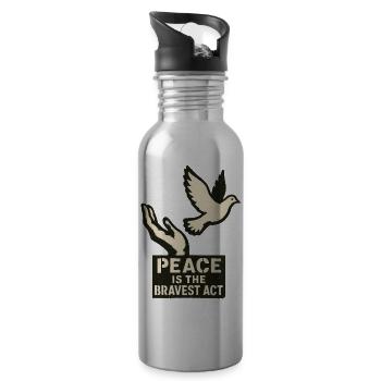 Frieden - Trinkflasche mit integriertem Trinkhalm - Lightsilver - Rechts