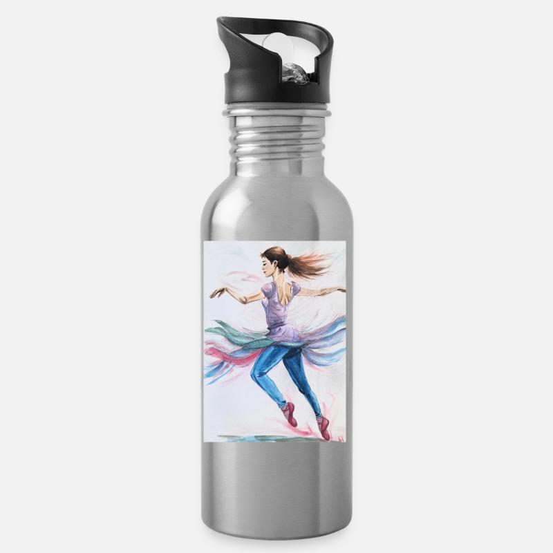 Danseuse tourbillonnante en pastels - Gourde avec paille intégrée - argent clair