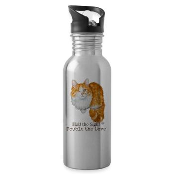 Die Hälfte des Anblicks Verdoppelt die Liebe - Trinkflasche mit integriertem Trinkhalm - Lightsilver - Rechts