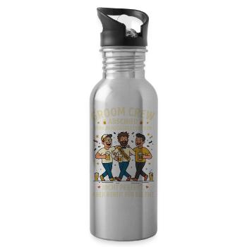 Groom Crew Abschied Junggesellenleben - Trinkflasche mit integriertem Trinkhalm - Lightsilver - Rechts