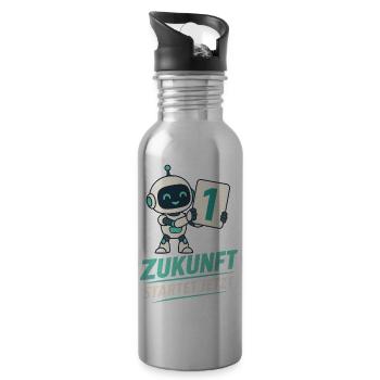Zukunftsroboter 1 Start Jetzt - Trinkflasche mit integriertem Trinkhalm - Lightsilver - Rechts