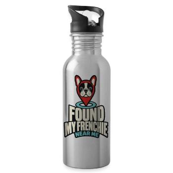 Habe meinen Frenchie in meiner Nähe gefunden, lustige französische Bulldoggen, eigene - Trinkflasche mit integriertem Trinkhalm - Lightsilver - Rechts