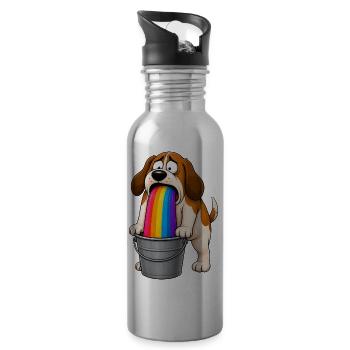 Regenbogen-Erbrechender Hunde-Eimer-Chaos - Trinkflasche mit integriertem Trinkhalm - Lightsilver - Rechts