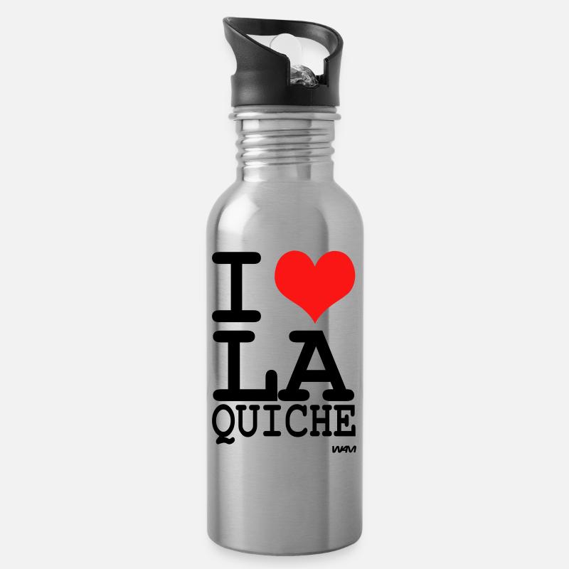 i love LA quiche - Parodie i love LA - Gourde avec paille intégrée - argent clair