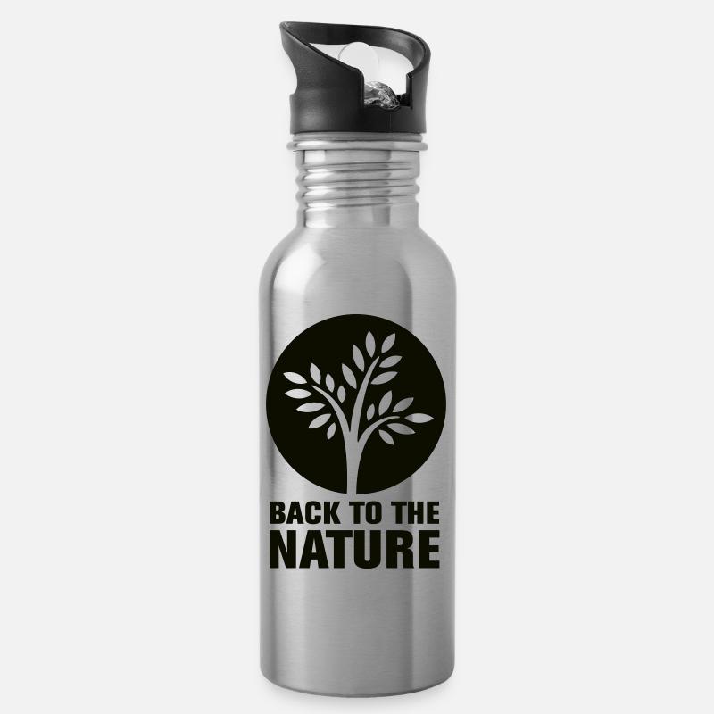back2nature - Trinkflasche mit integriertem Trinkhalm - Lightsilver