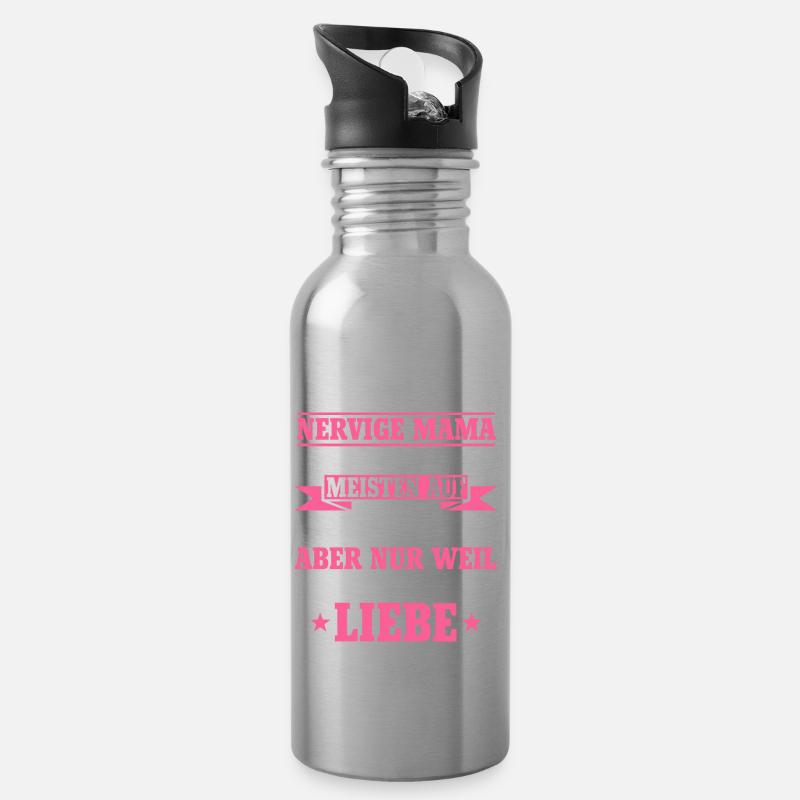 Ich bin die nervige Mama Sohn Muttertag Geschenk - Trinkflasche mit integriertem Trinkhalm - Lightsilver