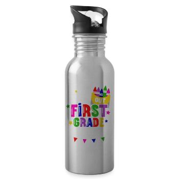 Attention à la première année ici je viens Rainbow Girls - Gourde avec paille intégrée - argent clair - Droite