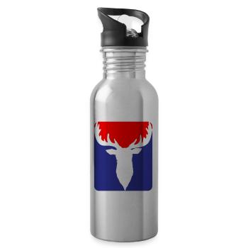 Hunter Funny Roebuck Deer Logo | Colors can be changed - Water bottle with straw - silver - Right