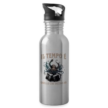 Il Tempo Quello Che Decido Io Strumento Musicale - Trinkflasche mit integriertem Trinkhalm - Lightsilver - Rechts