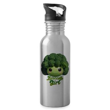 Broccoli Beauty Girl - Water bottle with straw - silver - Right