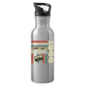 Vintage 1966 - Retro Birthday Saying 1966 - Water bottle with straw - silver - Right