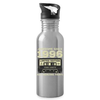1996 Geburtstag geboren im Jahr 1996 Vintage Retro - Trinkflasche mit integriertem Trinkhalm - Lightsilver - Rechts