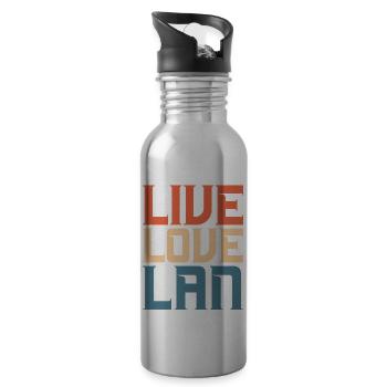 Live Love LAN Network administrator - Trinkflasche mit integriertem Trinkhalm - Lightsilver - Rechts