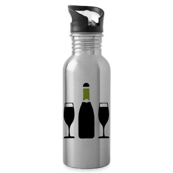 Symbole du vin rouge - Gourde avec paille intégrée - argent clair - Droite
