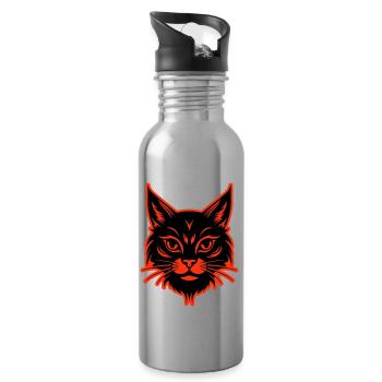 Cat Head - Water bottle with straw - silver - Right