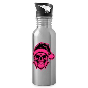 Santa Claus Skull - Water bottle with straw - silver - Right