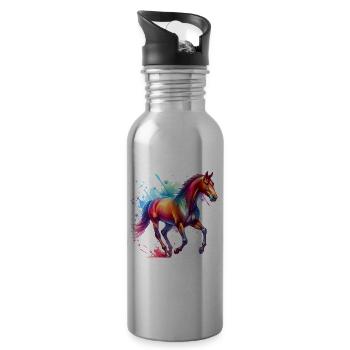 Andalusian Gift Horse - Water bottle with straw - silver - Right
